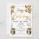 Search for golden birthday invitations Gold and white