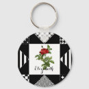 Search for red and white rose key rings For her