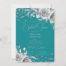 Search for teal silver bridal shower invitations Floral