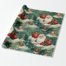 Search for vintage santa christmas wrapping paper Snow