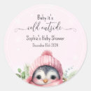 Search for pink penguin stickers Baby shower