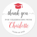 Search for red graduation party stickers Thank you