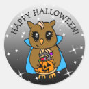 Search for whimsical owl stickers Happy halloween