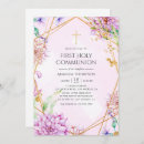 Search for pink and purple first communion invitations Floral