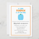 Search for little pumpkin on the way baby shower invitations Blue