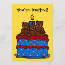 Search for triplets birthday invitations Blue