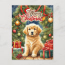 Search for golden retriever lover postcards Christmas tree