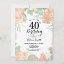 Search for floral 40th birthday invitations Adult birthday party
