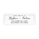 Search for return address labels invitations Bride and groom names