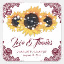 Search for sunflower thank you wedding stickers Burgundy