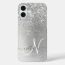 Search for silver metal iphone cases Monogrammed trendy metallic modern