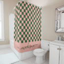 Search for pink and green shower curtains Monogrammed