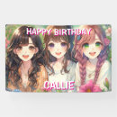 Search for cartoon party birthday banners Pink