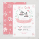 Search for bear baby girl shower invitations Twin girls