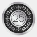 Search for silver and black wedding stickers 25th
