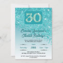 Search for blue 30th birthday invitations Glam