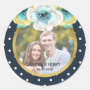 Search for blue floral wedding stickers Blue and white