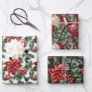 Search for holly and berries wrapping paper Poinsettia