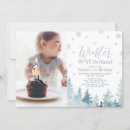 Search for silver 1st birthday invitations Snowflakes