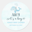 Search for baby shower whale stickers Ahoy it's a boy