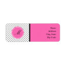 Search for black and white polka dots return address labels Pink
