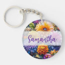 Search for pretty flowers key rings Purple