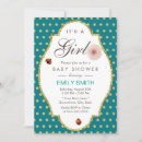 Search for teal baby girl shower invitations Gold