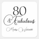 Search for 80 birthday party stickers Black white