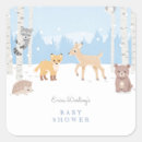 Search for winter woodland baby shower stickers Forest animals