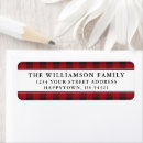 Search for lumberjack return address labels Red buffalo plaid