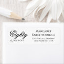Search for 80th birthday return address labels Black white
