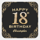 Search for 18th birthday party stickers Black and gold