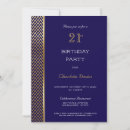 Search for navy blue 21st birthday invitations Gold