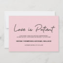 Search for love is patient wedding invitations Change of plans