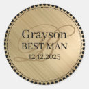 Search for best man wedding stickers Gold