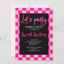 Search for retro sweet 16 invitations Chequered