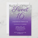 Search for purple and silver sweet 16 invitations Daughter