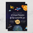 Search for space 1st birthday invitations Blue