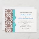 Search for brown damask wedding invitations Aqua