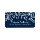 Search for navy blue damask return address labels Floral