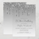 Search for silver glitter birthday invitations Glam