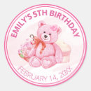 Search for teddy bear birthday stickers Pink