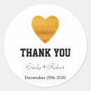 Search for heart thank you wedding stickers Gold