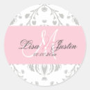 Search for pink and gray wedding stickers Classic