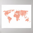 Search for pink world map posters Watercolor