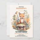 Search for greenery 1st birthday invitations Forest animals