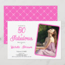 Search for pink and black 50th birthday invitations 50 year old