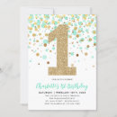 Search for mint green birthday invitations One year old