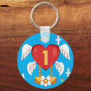 Search for number one rounded key rings Heart