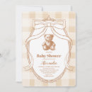 Search for neutral teddy bear baby shower invitations Gingham